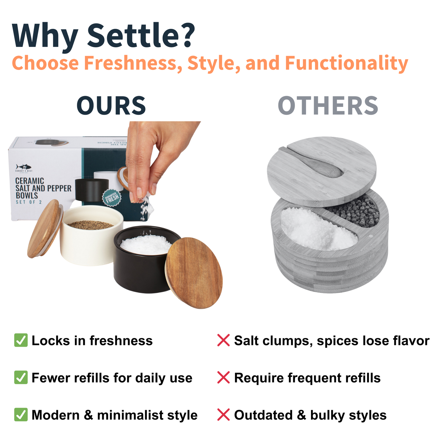 Modern Ceramic Salt & Pepper Bowls